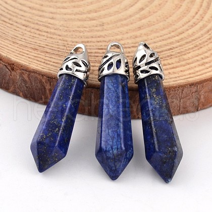 Dyed Bullet Natural Lapis Lazuli Pointed Pendants X-G-E332-C04-1