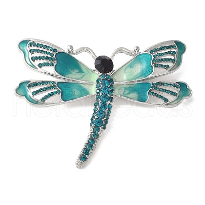 Dragonfly Alloy Rhinestone Brooches for Backpack Clothes JEWB-M067-05B-P01-1