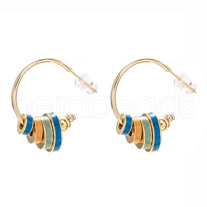 Brass Enamel Half Hoop Earrings EJEW-P187-P01-1