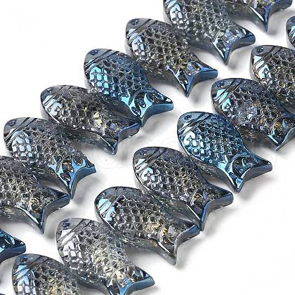 Electroplate Transparent Glass Beads Strands EGLA-C007-09A-1