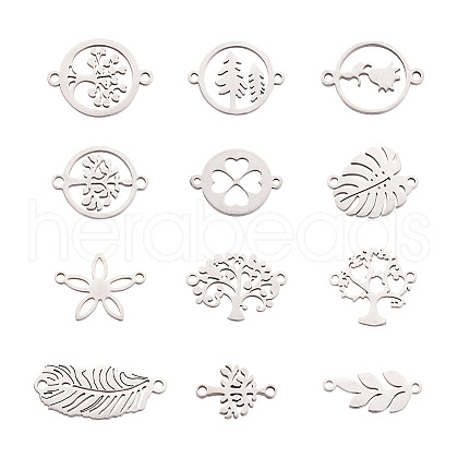 Biyun 24Pcs 12 Style Stainless Steel Links Connectors STAS-BY0001-03-1