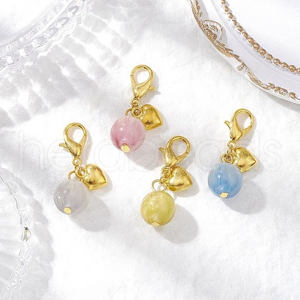 Round Resin Imitation Cat Eye Pendant Decorations HJEW-JM03047-02-1