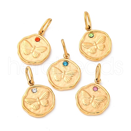 304 Stainless Steel Rhinestone Pendants STAS-I331-13G-A-1
