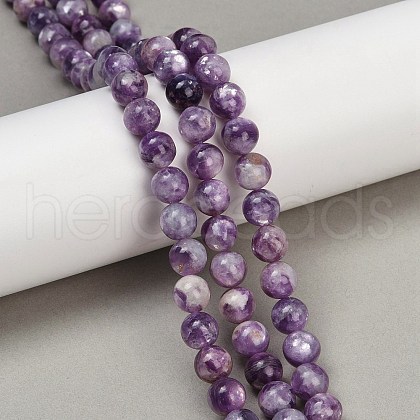 Natural Lepidolite Beads Strands G-U026-A06-8mm-1
