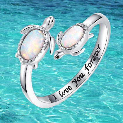 Alloy Opalite Adjustable Cuff Open Rings for Women FS-WG20668-01-1