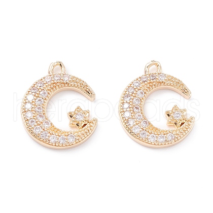 Rack Plating Brass Micro Pave Cubic Zirconia Pendants ZIRC-C026-05LG-1