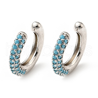 Cubic Zirconia C-Shaped Cuff Earrings EJEW-G295-19P-03-1