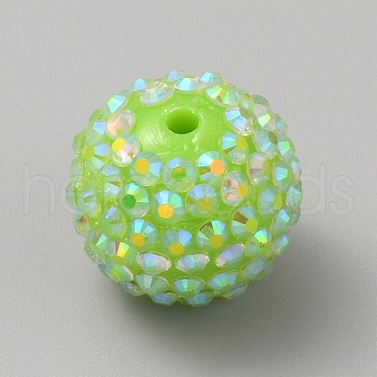 Chunky Resin Rhinestone Bubblegum Ball Beads RESI-CJC0025-02C-1