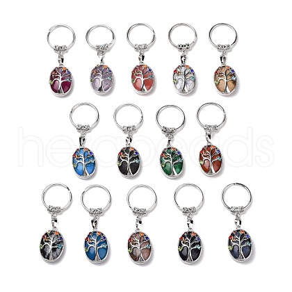 Natural & Synthetic Gemstone and Colorful Glass Drill Keychain G-M385-02P-1