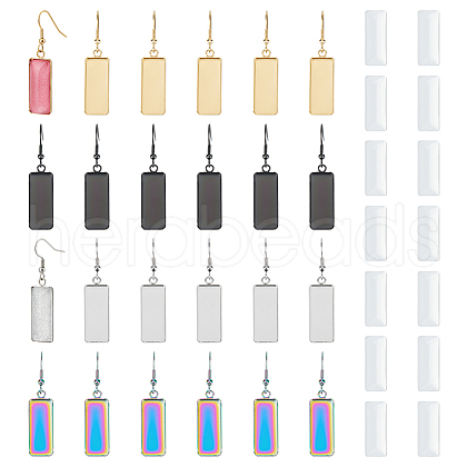 Unicraftale DIY Blank Rectangle Dangle Earring Making Kit DIY-UN0005-40-1
