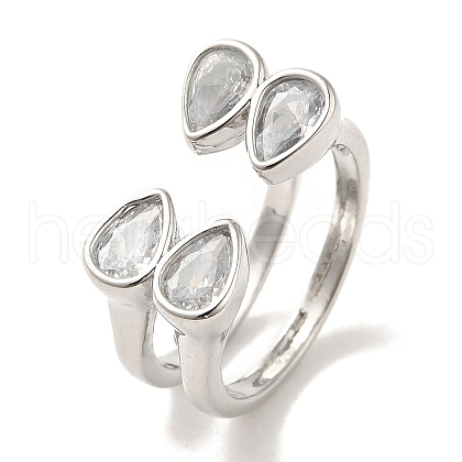 Brass Micro Pave Cubic Zirconia Rings for Women RJEW-E295-45P-1
