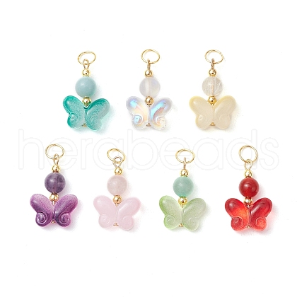 7Pcs 7 Styles Natural Rose Quartz & Amethyst & Green Aventurine & Citrine & Amazonite & Carnelian PALLOY-JF03461-1