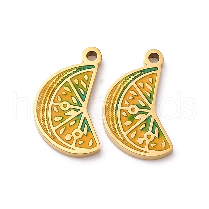 Fruit Seris 304 Stainless Steel Enamel Charms STAS-U060-03G-07-1