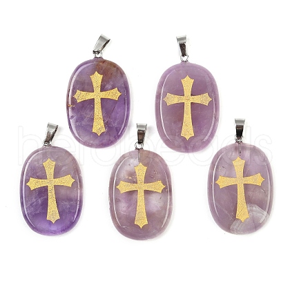 Natural Amethyst Pendants G-S392-01E-1