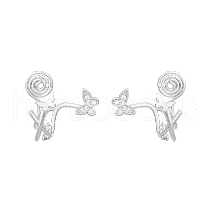Brass Micro Pave Clear Cubic Zirconia Cuff Earrings PW-WGA30D5-01-1