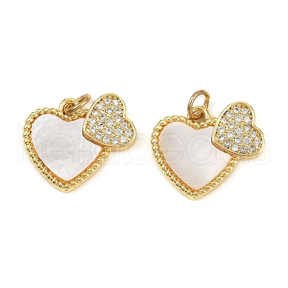 Brass Micro Pave Clear Cubic Zirconia Pendants KK-S526-66G-1