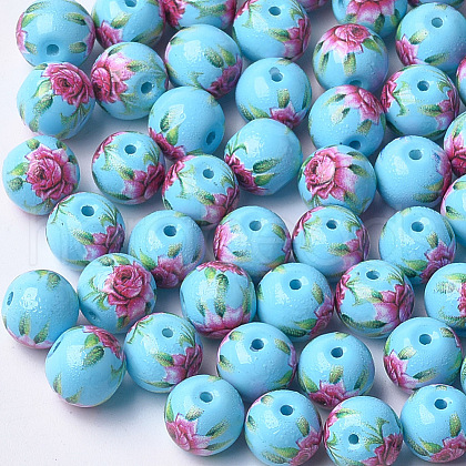 Printed & Spray Painted Glass Beads GLAA-S047-03A-16-1