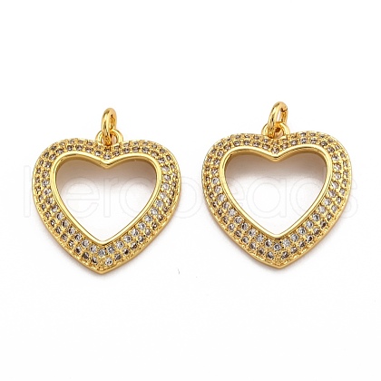 Brass Micro Pave Clear Cubic Zirconia Pendants ZIRC-J025-59G-1