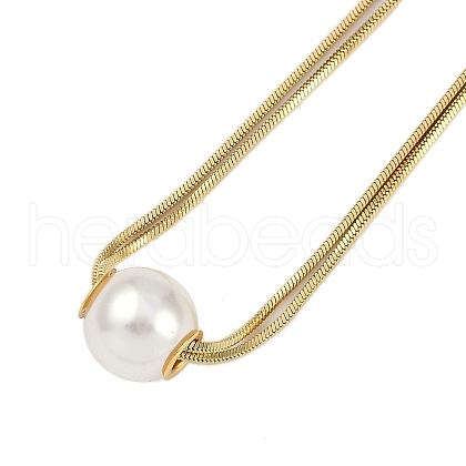 Ion Plating(IP) 304 Stainless Steel 2-Strand Snake Chain Necklaces NJEW-D080-07G-1