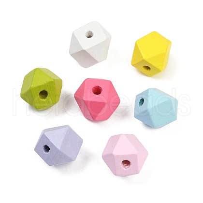 Spray Painted Wood European Beads WOOD-F017-07-1