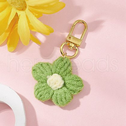 Handmade Cotton Knitting Flower Pendant Decorations HJEW-JM02700-1