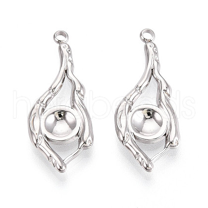 304 Stainless Steel Pendant Cabochon Settings STAS-T065-92P-1