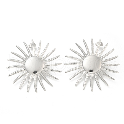 304 Stainless Steel Flower Stud Earrings for Women EJEW-M089-09P-1