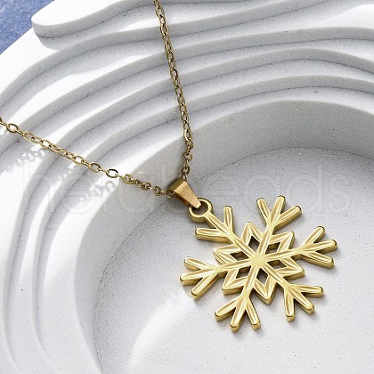Snowflake 304 Stainless Steel Pendant Necklaces NJEW-M096-07G-1