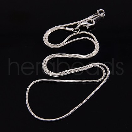 Silver Color Plated Brass Snake Chain Necklaces X-NJEW-D181-S-1