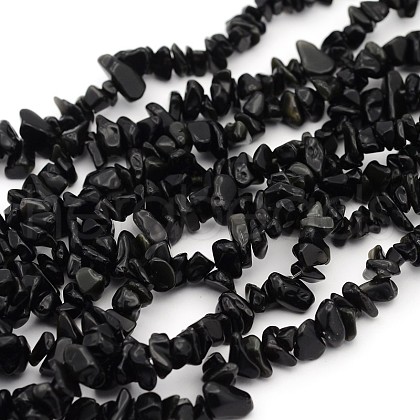 Natural Obsidian Beads Strands F005-1