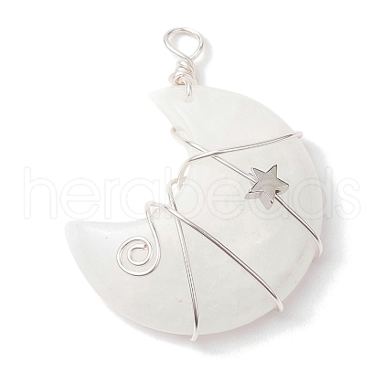 Natural Quartz Crystal Copper Wire Wrapped Pendants PALLOY-JF02686-05-1