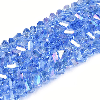 Electroplate Transparent Glass Beads Strands GLAA-N021-4mm-03-1