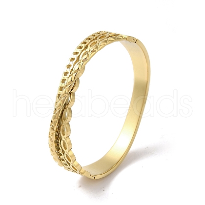 Cross 304 Stainless Steel Hollow Hinged Bangles for Women BJEW-I315-20G-1