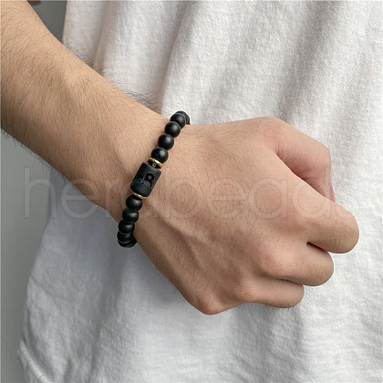 12 Constellations Theme Frosted Black Stone Round Beaded Stretch Bracelets for Women Men WG3EE4F-01-1
