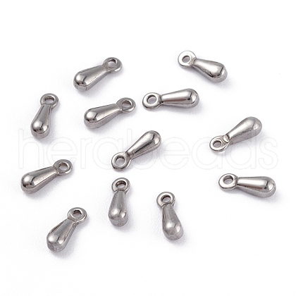 Tarnish Resistant Original Color End Piece 304 Stainless Steel Teardrop Charms Pendants X-STAS-G029-1-1
