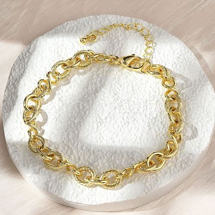 Brass Infinity Link Chain Bracelets for Women Men BJEW-K273-12G-1