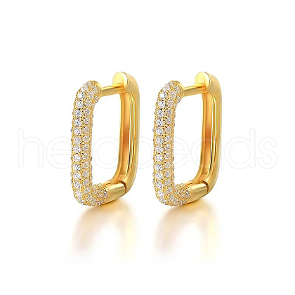 Rectangle S925 Sterling Silver Hoop Earrings AK6460-1-1