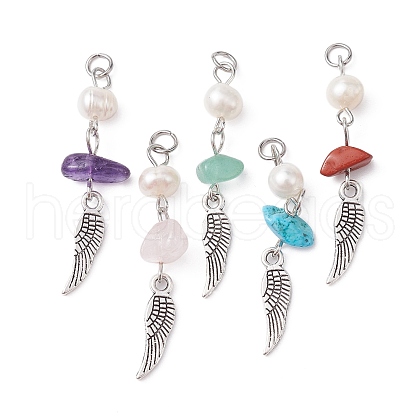 Gemstone Chip Pendants PALLOY-JF02298-1