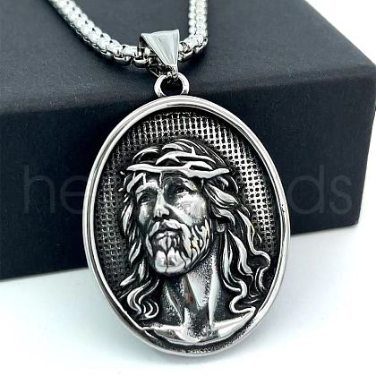 Greek Mythology Stainless Steel Jesue Pendant Necklaces for Men GI0834-1