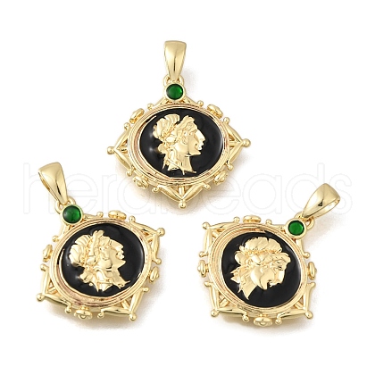Brass Enamel Pendants KK-U072-18G-1