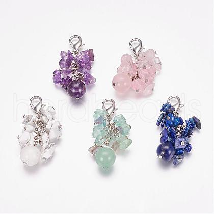 Natural Gemstone Cluster Pendants HJEW-JM00257-1