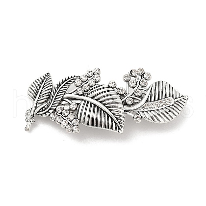 Leaf Alloy Rhinestone Hair Barrettes PHAR-H071-02AS-1