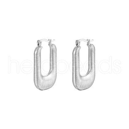 French Retro Stainless Steel Geometric U-Shaped Striped Earrings for Women. HS4549-2-1