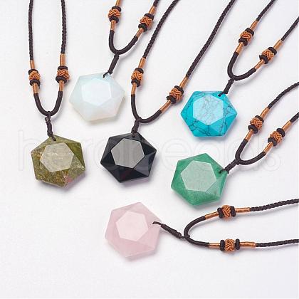 Natural & Synthetic Mixed Stone Pendant Necklaces NJEW-P157-1