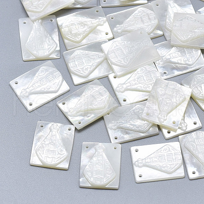 Natural White Shell Mother of Pearl Shell Pendants SSHEL-S264-002B-1