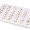 Mother's Day Jewellery Brass & Natural Pearls Adjustable Open Cuff Rings for Women PEAR-N020-07J-5