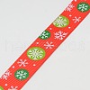 Christmas Snowflake Printed Grosgrain Ribbon for Christmas Gift Package SRIB-D010-25mm-02-2