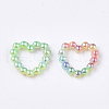 Rainbow ABS Plastic Imitation Pearl Linking Rings OACR-T015-04-07-2