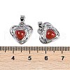 Brass Pave Natural Carnelian(Dyed & Heated) Heart Charms KK-U043-51P-01-3