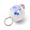 Handmade Flower Printed Porcelain Ceramic Pendants PALLOY-JF03928-6